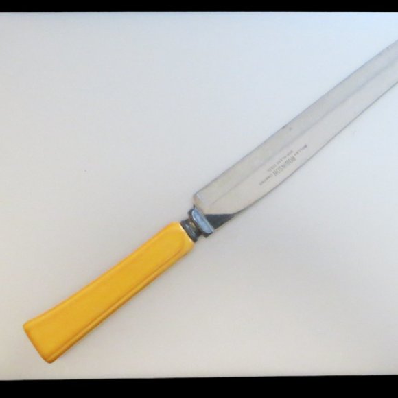 Robinson Stainless Steel Three Piece Meat Carving Set Yellow Bakelite Ha… - Picture 3 of 6